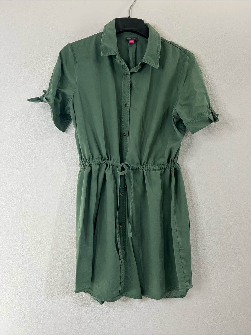 Vince Camuto Olive Green Shirt Dress with Drawstring
